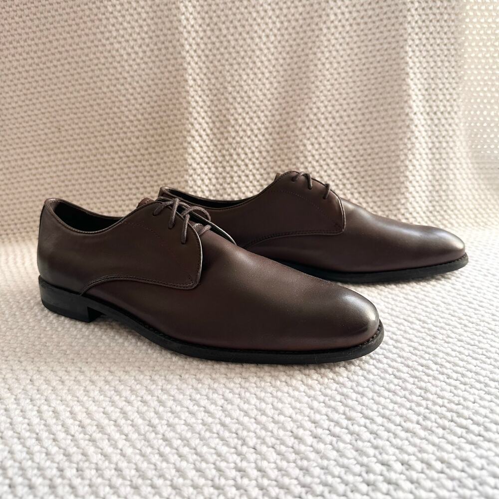 John Varvatos USA Espresso Brown Star Plain Toe Oxford Dress Shoes Men 9.5